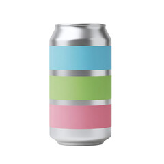 Beverage can with a pastel striped label