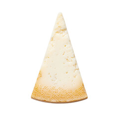 Wedge of parmesan cheese on white background