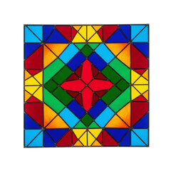 Colorful geometric stained glass panel