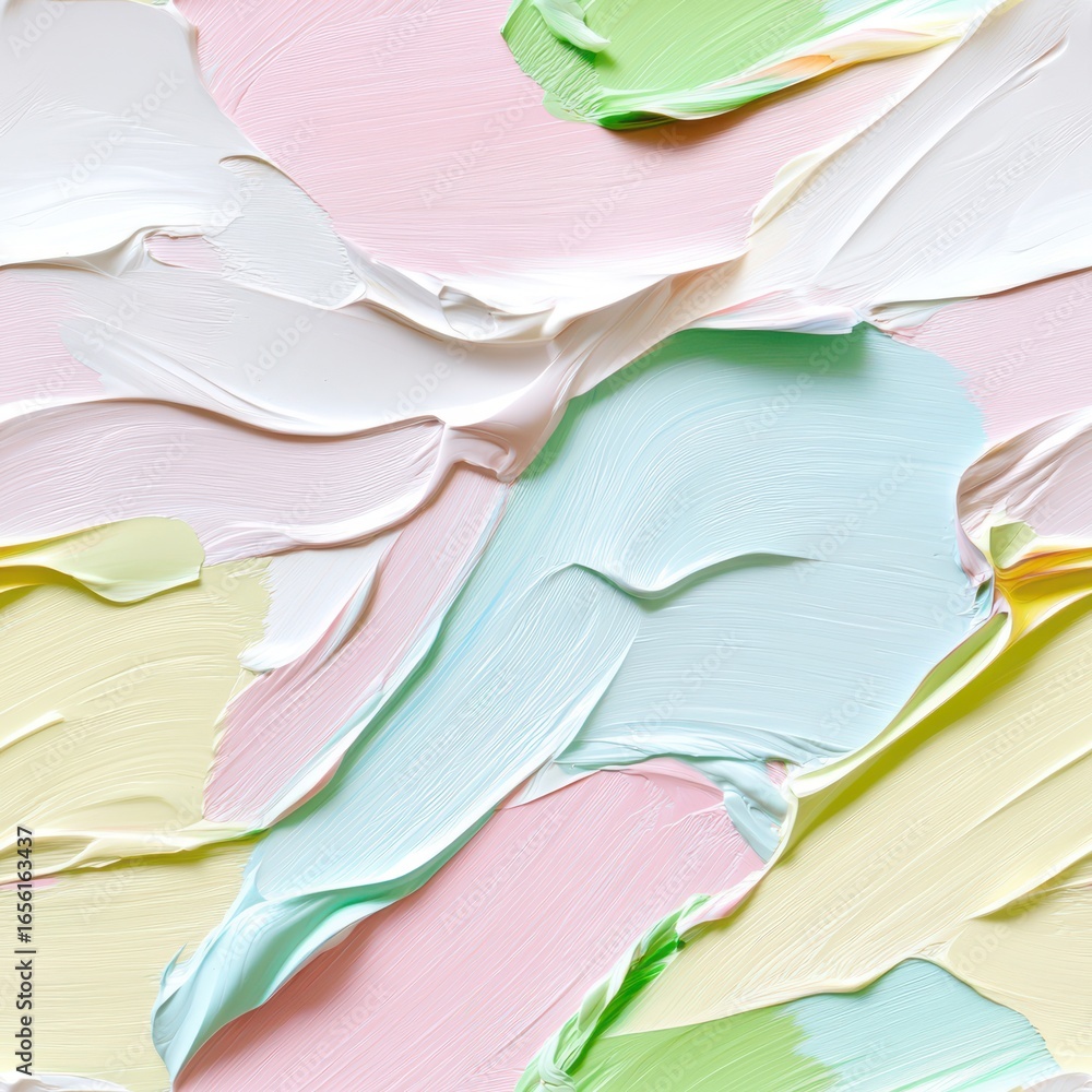 Sticker abstract painting with pastel colors and textured brush strokes creating a unique design.