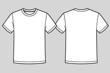 Blank white t-shirt template front and back view ready for custom apparel design and branding
