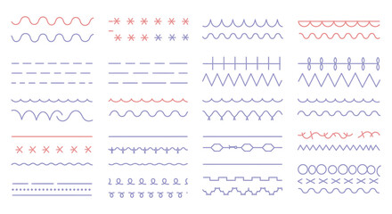 Collection of various colorful lines and shapes for design and decoration purposes