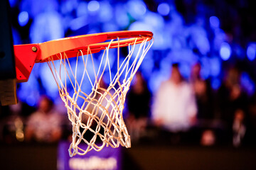 basketball hoop in red neon lights - game day