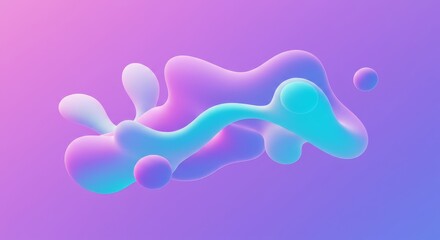 Dynamic abstract liquid forms flow smoothly with vibrant pastel color gradients, modern fluid design.