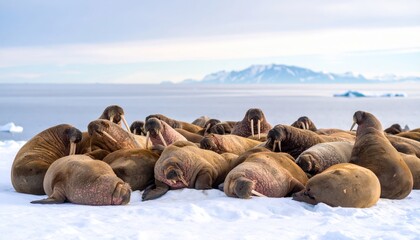 Walruses Haul Out Arctic Ice