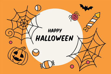 Happy Halloween Typography Illustration. Halloween Celebration Greeting Artwork. Spooky Happy Halloween Design. Halloween Party Poster Illustration. Pumpkin Themed Happy Halloween Artwork