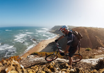 Cyclist on the Coast of Atlantic Ocean