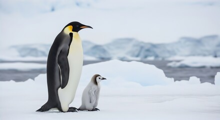 Emperor Penguin with Chick