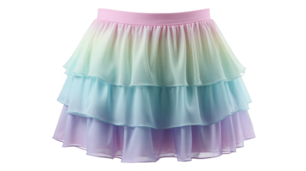 Pastel rainbow tiered ruffle skirt.