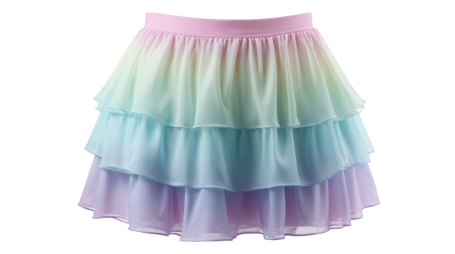 Pastel rainbow tiered ruffle skirt. - Powered by Adobe