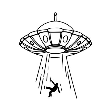 classic flying saucer abducting human