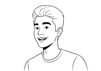 Portrait of a smiling young man, line art