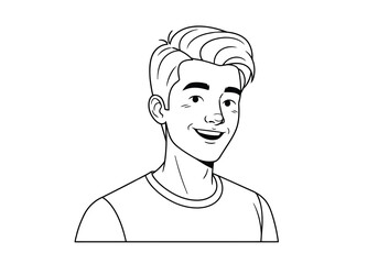 Line art portrait of a smiling young man