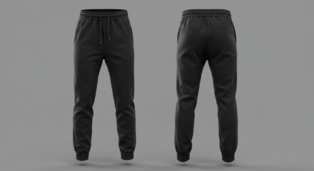 Classic Black Joggers: Front & Back View