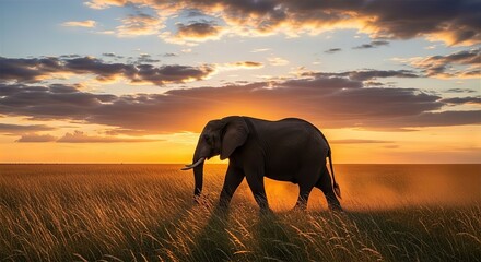 Naklejka premium African Elephant at Sunset