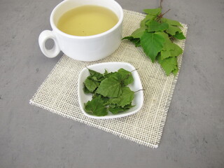 A cup of tea from dried birch leaves