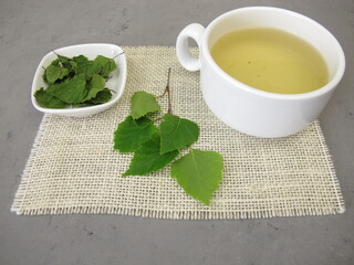 A cup of tea from dried birch leaves