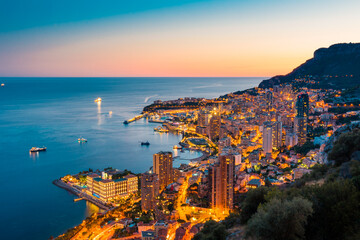 Fototapeta premium Monaco After Sunset French Riviera