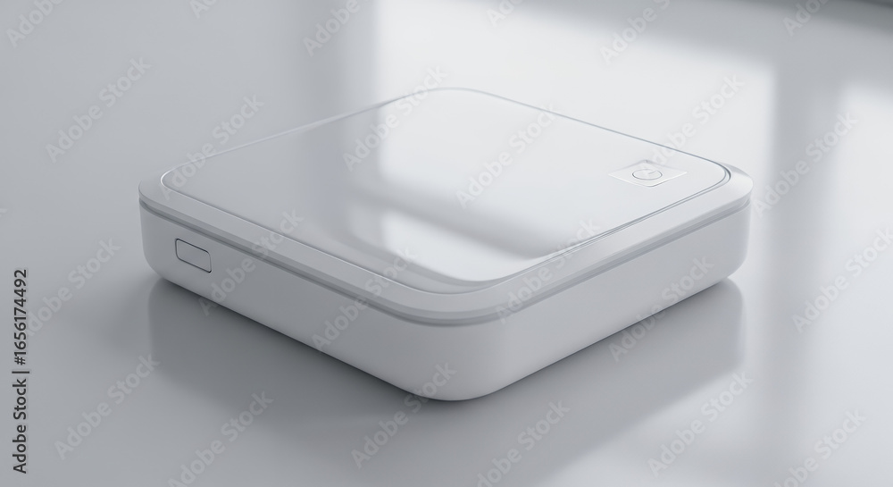 Poster portable genetic analyzer with clean design and soft reflections and copy space