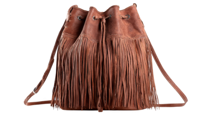 A close up view of a stylish brown fringed handbag showcasing its intricate tassel details and the functional silver zipper closure a perfect bohemian style fashion accessory for everyday use.