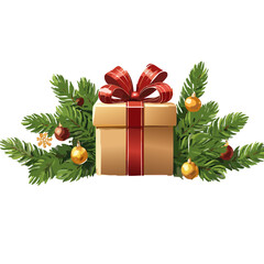 christmas gift box with fir vector graphic design art