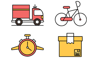 Delivery and Courier Service Icons Fast Shipping, Parcel Delivery, and Logistics Vector Symbols