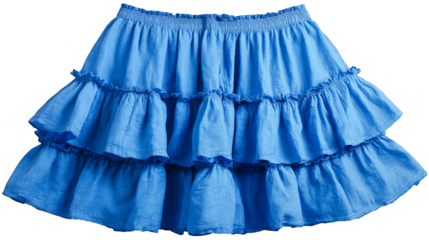 Detailed macro shot of an elegant cerulean blue skirt highlighting the intricate texture of the ruting with soft shadows accentuating the delicate gathers and flowing lines of the fabric.