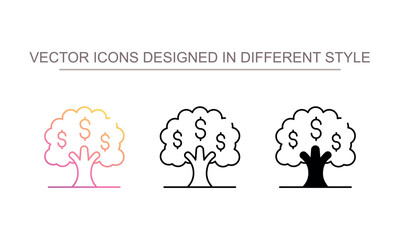 Tree Money icon design with white background stock illustration