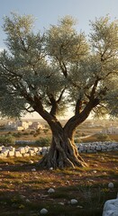 夕暮れのオリーブ、生命の樹