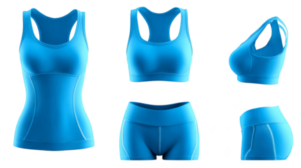 A vibrant collection of four women s athletic undergarments designed for high impact activities showcasing different colors and styles for fitness and exercise.