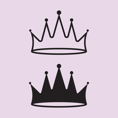 Elegant royal crown icon silhouette isolated on transparent background for design projects