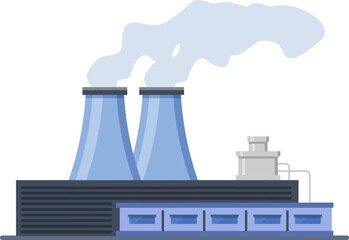 Large industrial factory emitting smoke from chimney polluting the surrounding environment with harmful emissions, concept of air pollution and environmental damage