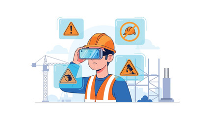 Obraz premium Advanced virtual reality solutions for construction industry safety and operational training, revolutionizing site management.