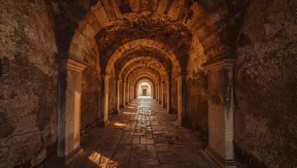 Naklejka premium Historic fortress with narrow gothic windows.
