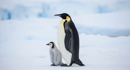 Obraz premium Emperor Penguin with Chick