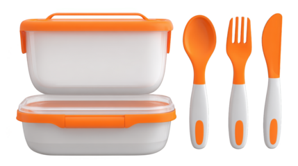Top down perspective of a portable meal container showcasing a healthy portion of assorted nuts complemented by a single silver utensil prepared for a convenient and nutritious break.