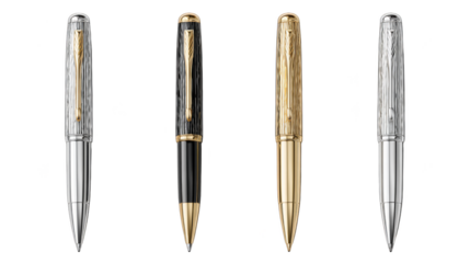Elegant Collection of Luxury Metal Pens with Textured Finishes.