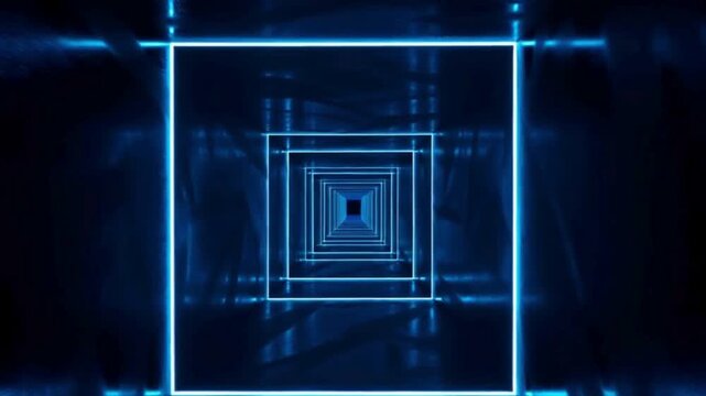 Blue Geometric Corridor:  A mesmerizing visual experience with geometric precision, captivating perspective, and depth.  