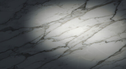A textured abstract background of white and gray marble veining with a concentrated light adding dimension, creating a sophisticated, elegant, and naturally artistic visual effect.