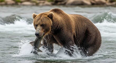 Obraz premium Grizzly Bear Fishing