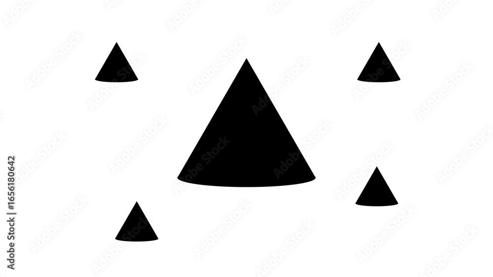 Poster zoom in and out animation the cone symbol. large black symbol in the center and four small symbols a