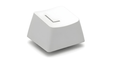 Single white keyboard keycap with letter L isolated on white &mdash; computer input and typing concept