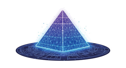 Fototapeta premium Geometric Pyramid Futuristic Hologram of Data Structure with Digital Network