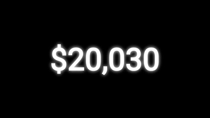 40 Thousand dollar count up animation. 4K Footage