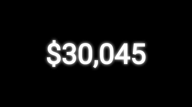 Sixty thousand dollars counter animation. High-quality 4K