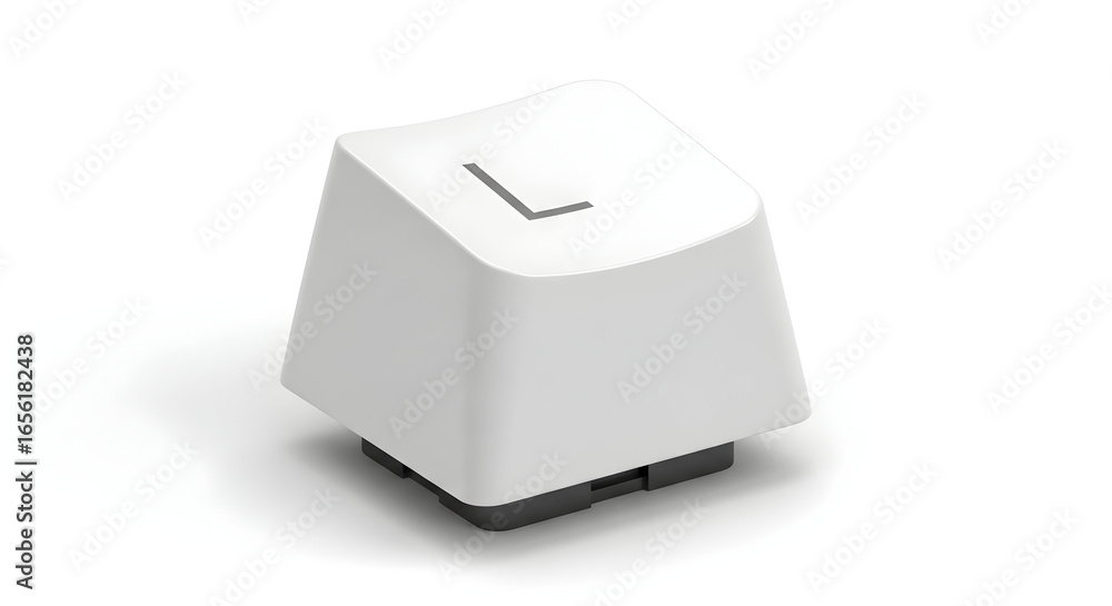 Fototapete single white keyboard keycap with letter l isolated on white — computer input and typing concept