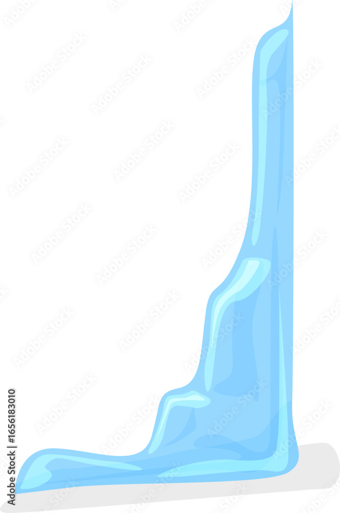 Poster cartoon waterfall cascading down rocky terrain, creating a refreshing and inviting natural scene, pe