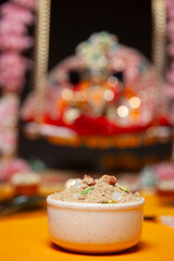 Devotional Food Offering Prasad Bowl with Krishna Janmashtami Idol