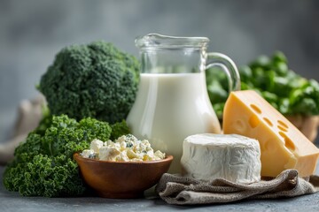 Green vegetables paired with diverse dairy items help in promoting healthy eating habits