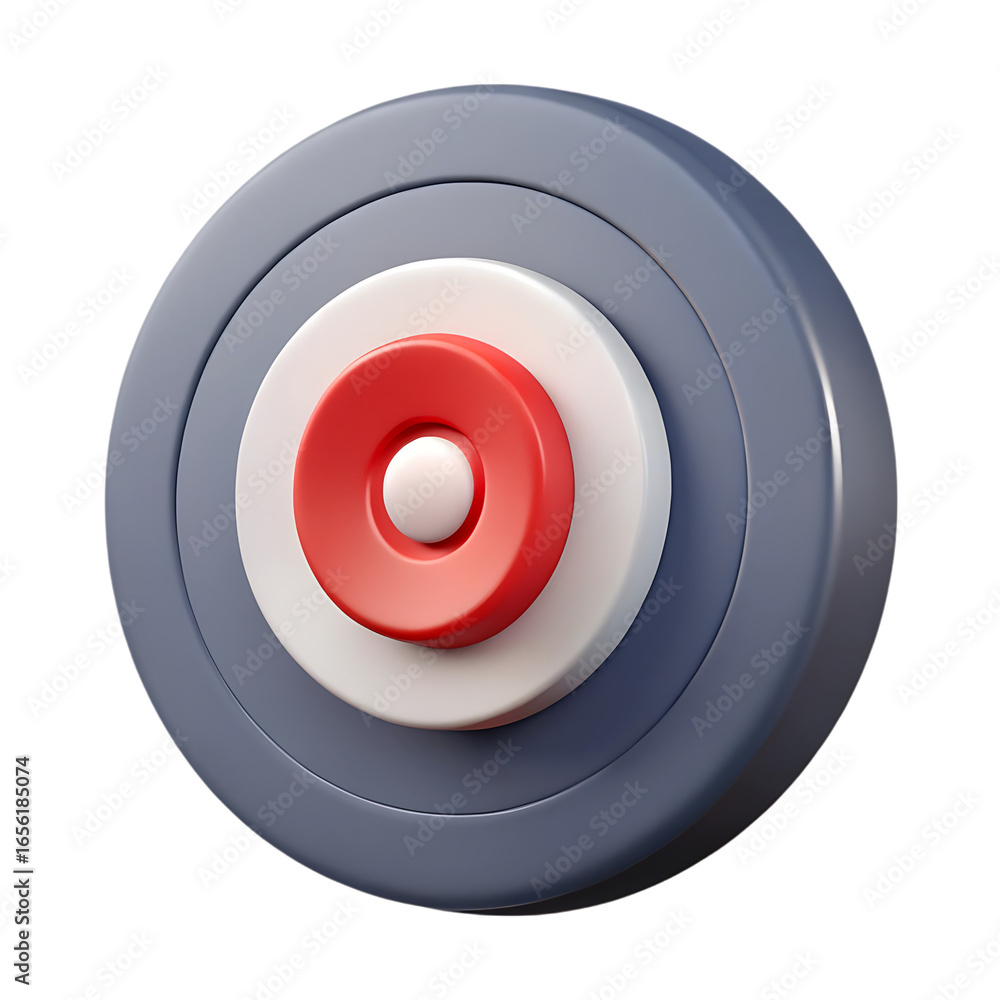 Aufkleber 3d render of a red and white target button.